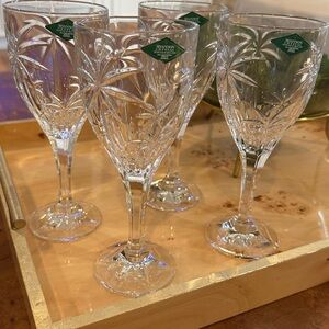 Shannon & Godinger “Palm” Crystal Etched Wine Glass Set of 4
